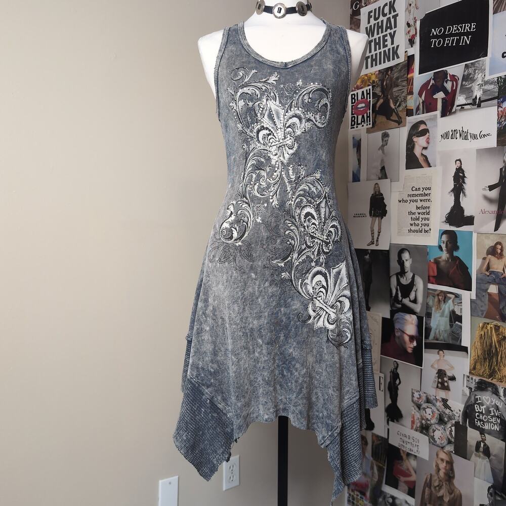 Acid Wash Graphic Y2k Tank Dress